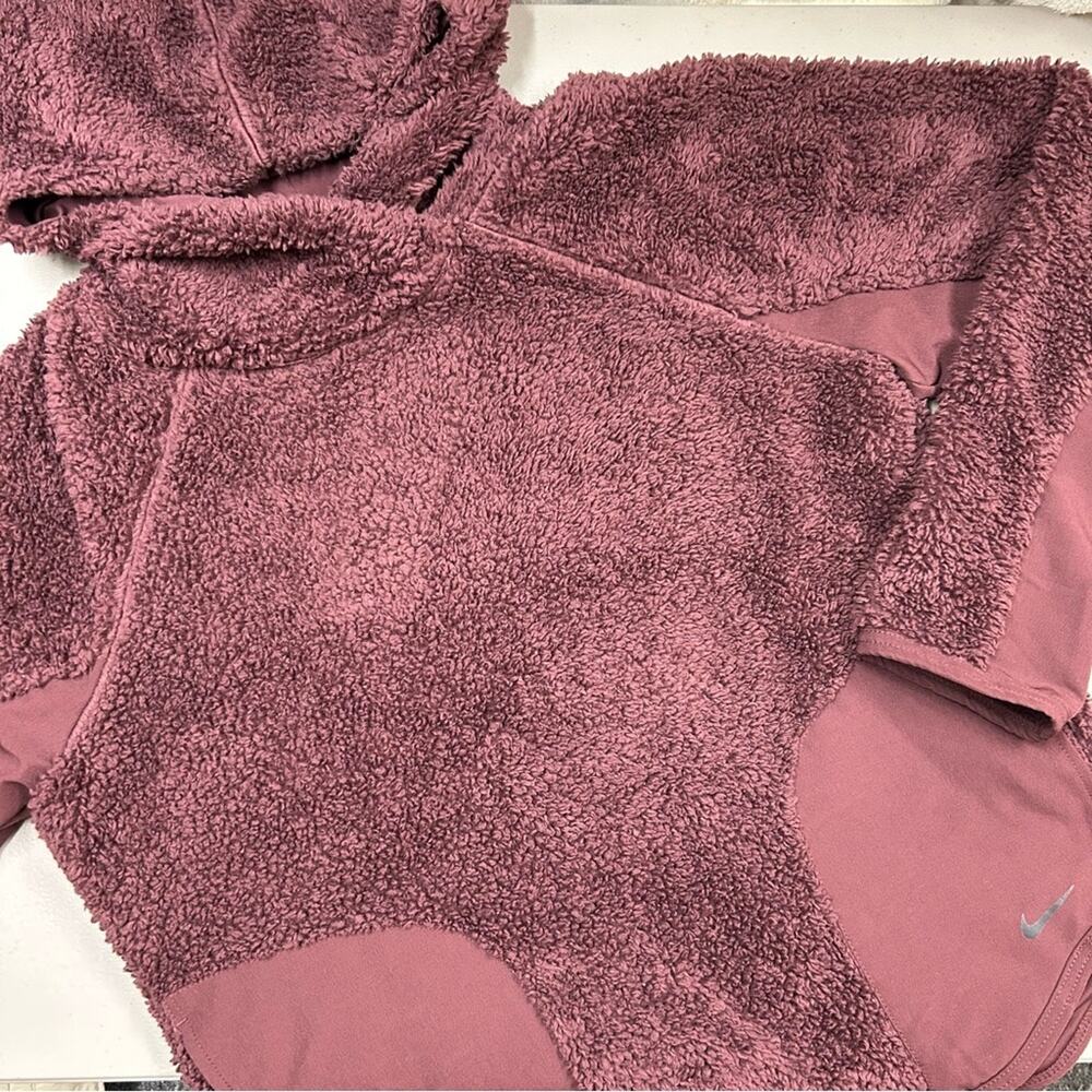 Nike Plum Purple Hoodie Fluffy Long Sleeve Womens Side Pockets Size Small